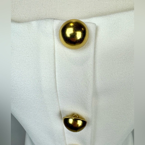 NWT Black Halo Akira Sheath Dress Pearl Gold Buttons Short Sleeves Stretch Sz 8 - Picture 7 of 16